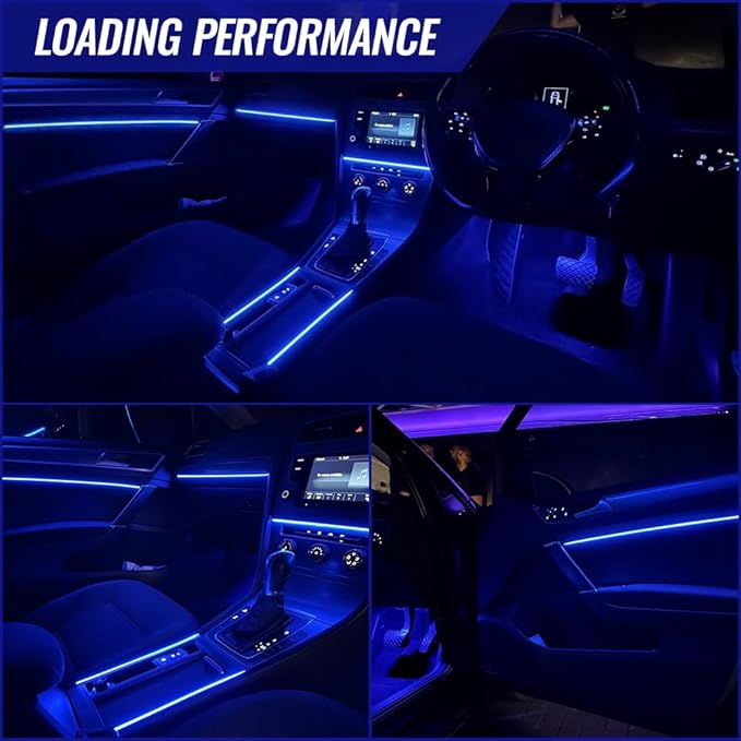 Ambient Lighting Car led Lights Interior, 43.3'' USB Powered Acrylic Neon Flexible Strip Model y Ambient Lighting kit with Remote APP,Dynamic RGB 2 in 1 Music Lights Sync for Inside car Decorations