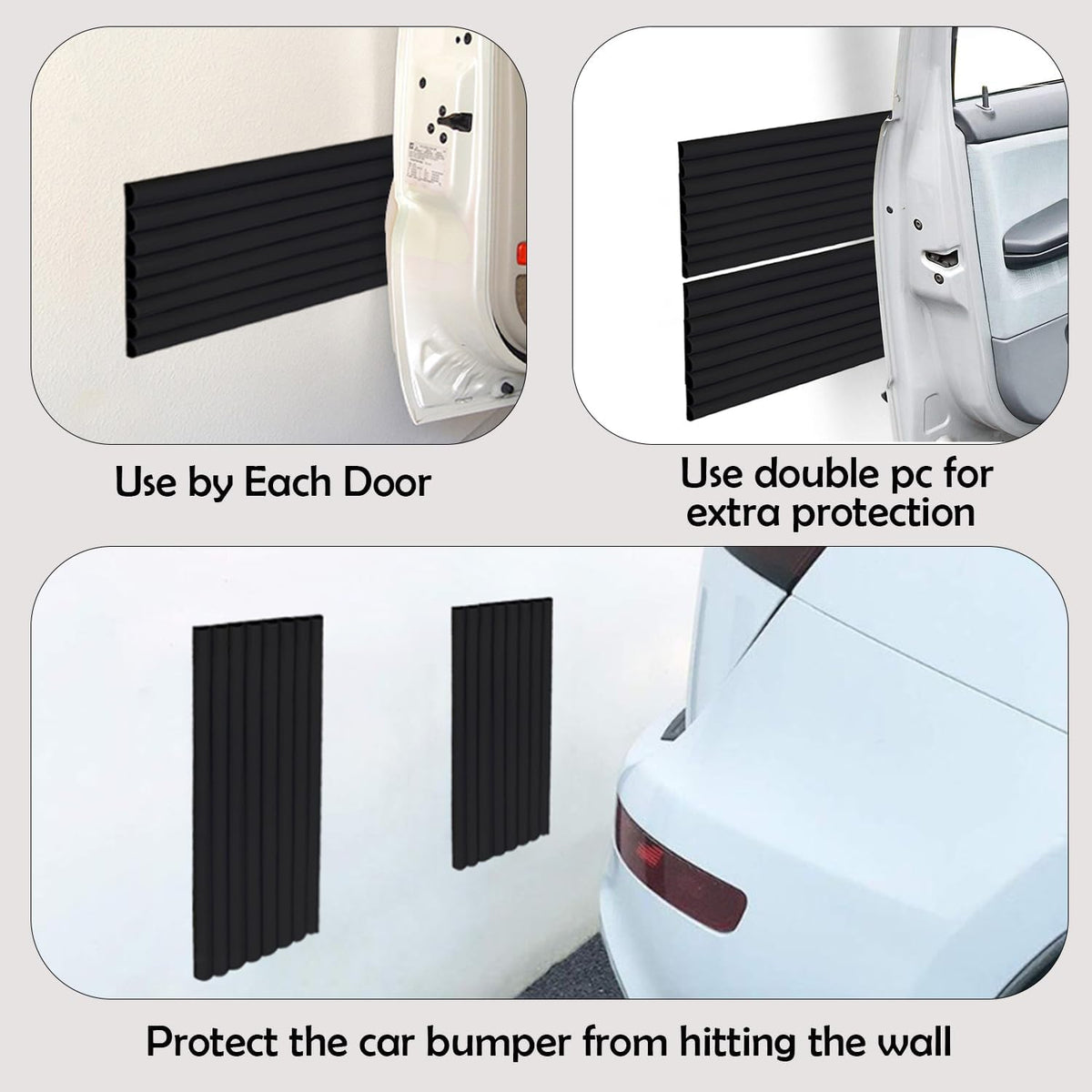 Rubber Bond Garage Wall Protectors - 4in x 12ft Strong Self-Adhesive Rubber Bumper Protectors for Garage Walls - Waterproof and Anti-Scratch Garage Wall Protector for Car Doors (Black)