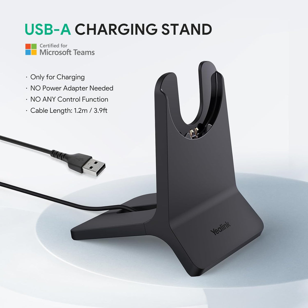 Yealink BH70 with Stand, Wireless Bluetooth Headset with Microphone for Work, Up to 35 Hours Talk Time, Teams Certified, ≤90 Minutes Quick Charging, USB-C/A Adapter, No Power Adapter Required