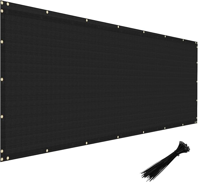 Windscreen4less Privacy Fence Screen Heavy Duty Windscreen Fencing Mesh Fabric Shade Net Cover with Brass Grommtes for Outdoor Wall Garden Yard Pool Deck, 8'x92' Black