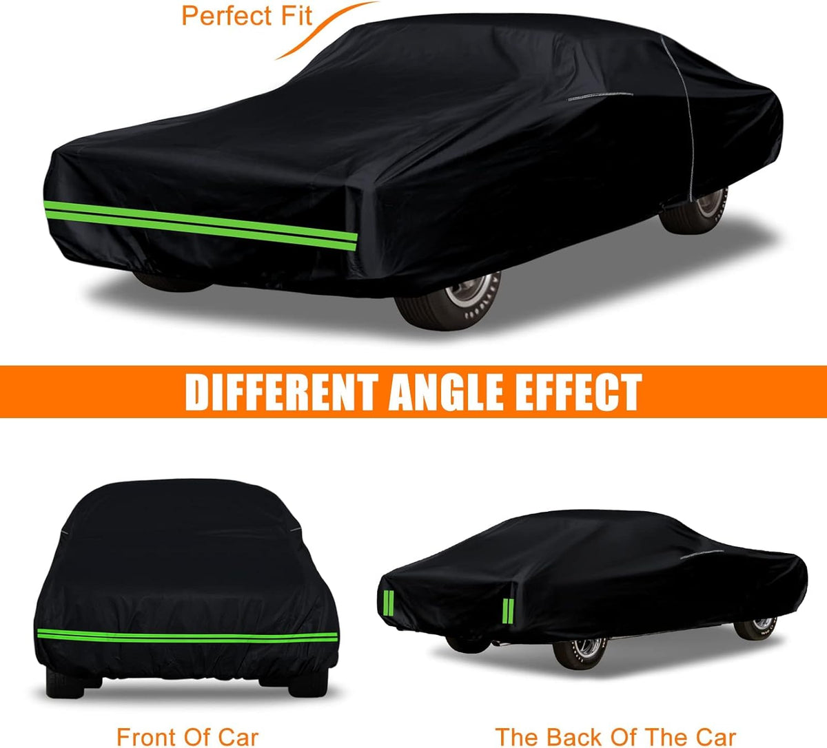 Waterproof Car Cover Compatible with Chevrolet Chevelle Malibu SS Sedan/Coupe 1964-1967 1968-1972 210T All Weather Classic Car Covers with Zipper Door for Snow Rain Dust Protection