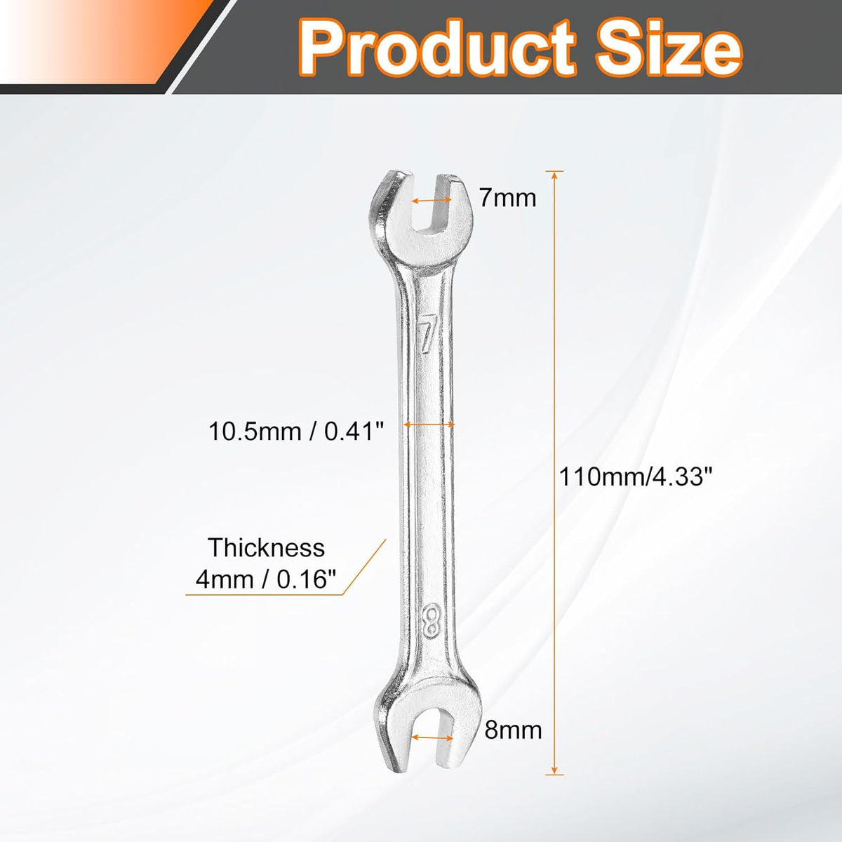 HARFINGTON 5pcs Double Open End Wrench 7mm x 8mm Metric 15 Degree Offset Angle Small Flat Head Wrench Galvanizing Open Ended Spanner for Automotive Repair Furniture Assembly
