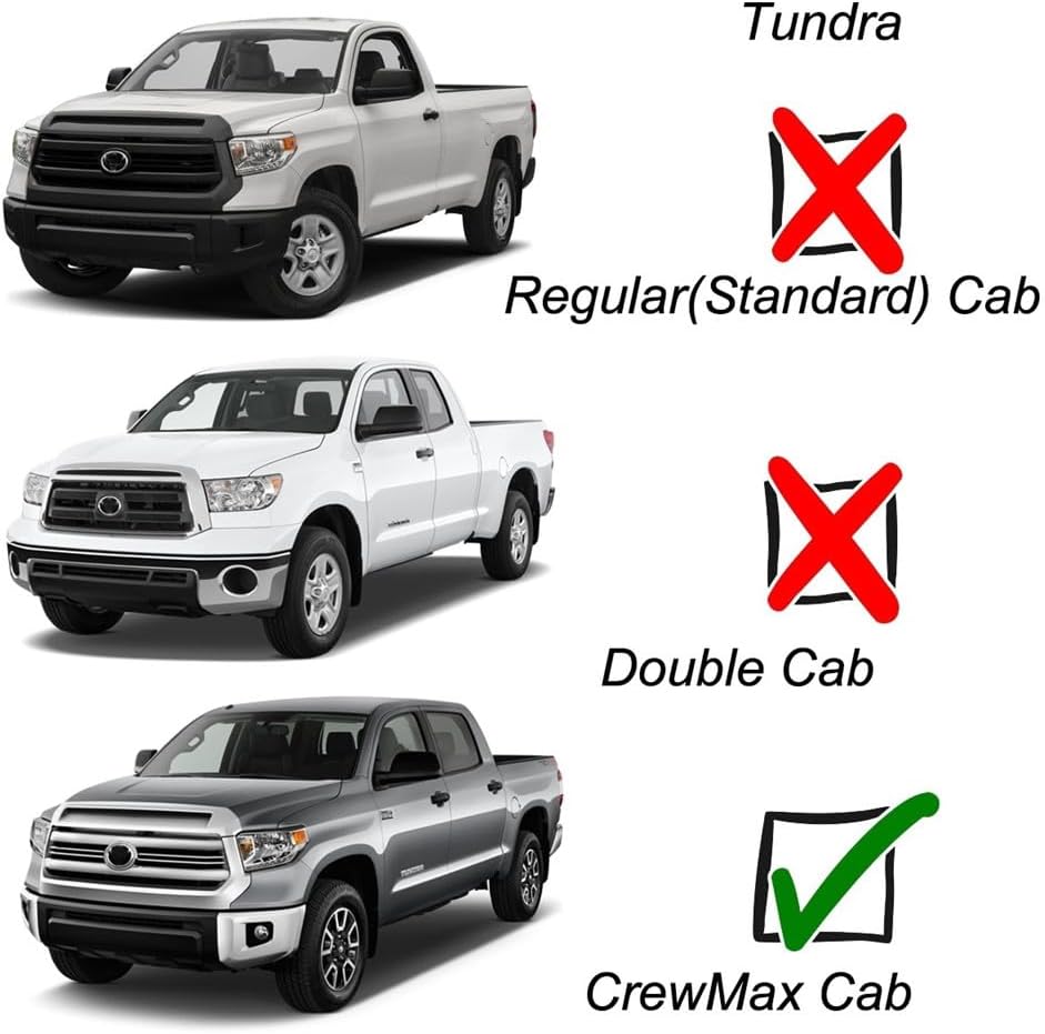 Chrome Side Window Visors Vent Deflector for 2007-2020 Toyota Tundra CrewMax Cab with 4 Full Size Doors,4pcs Outside Tape-On Sun Rain Guards Set 94309Y