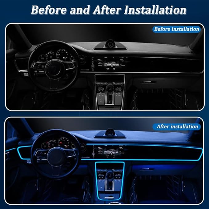 Car LED Strip Light for Volvo V70 2010–2016, 6 in 1 Car Ambient Lighting Kits, Interior Interior Light Sync to Music, Auto Decorations Interior Accessories, 8M