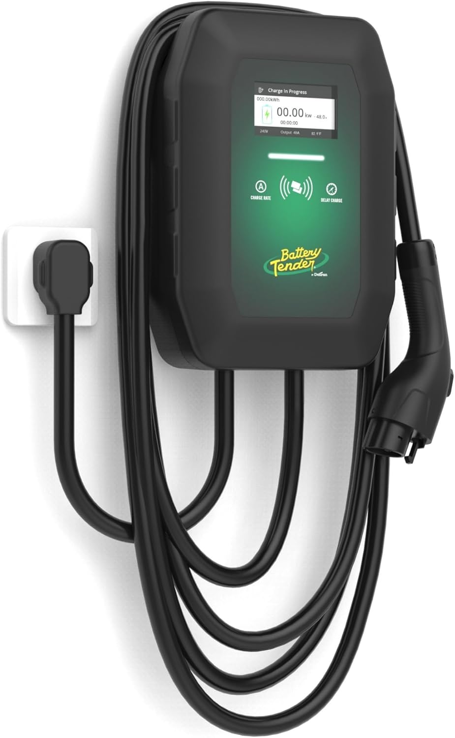 Battery Tender eCharge 40 AMP EV Charger - Level 2 Mounted Indoor Outdoor Fast Electric Vehicle Charging Station with Flexible 25ft Cable NEMA 14-50 - 022-3018-DL-WH