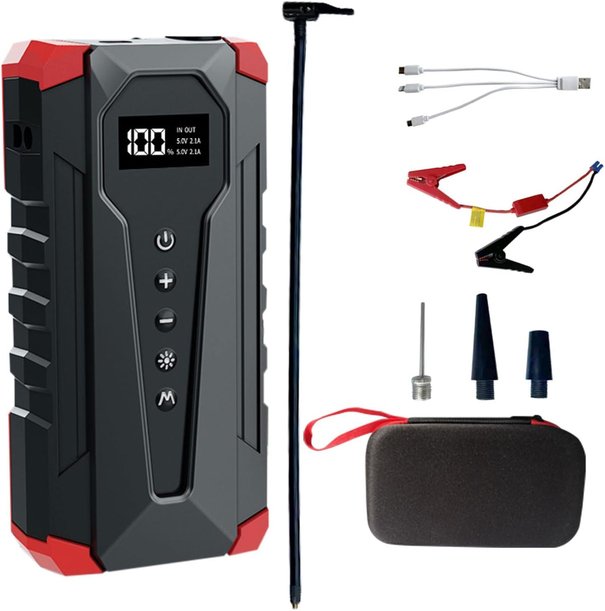 10800mAh Car Jump Starter with Air Compressor and USB/Type-C Charger, UL-Certified Portable Power Station for Cars