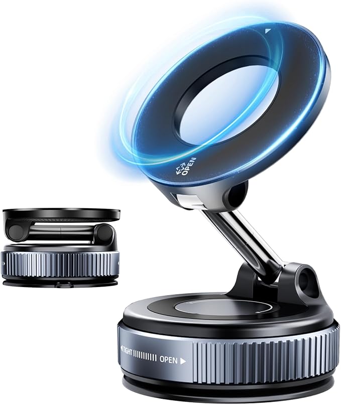 Nano Gel Suction Cup Car Mount, Magnetic Phone Holder for Your Car/Gym/Shower, 360° Rotating Foldable Car Phone Mount Compatible with iPhone 17 16 Pro Max 15 14 Plus & Android for Magsafe