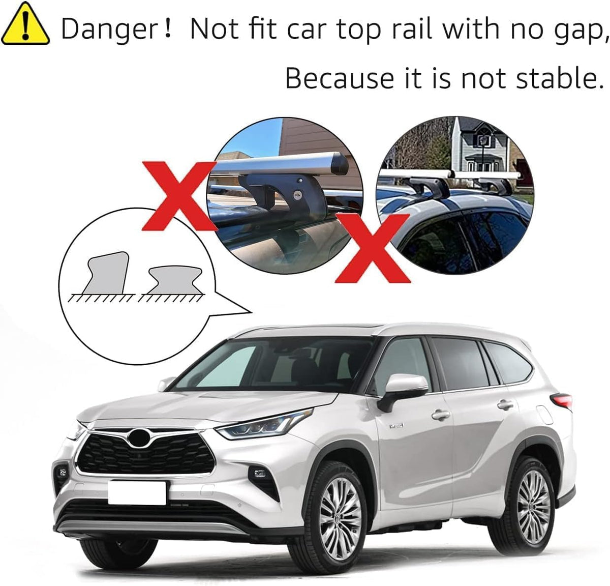 Amazon Basics Cross Rail Roof Rack, 52 inches, Fits up to 46" Spans between Raised Side Rails with Gap, Pack of 2, Black/Silver
