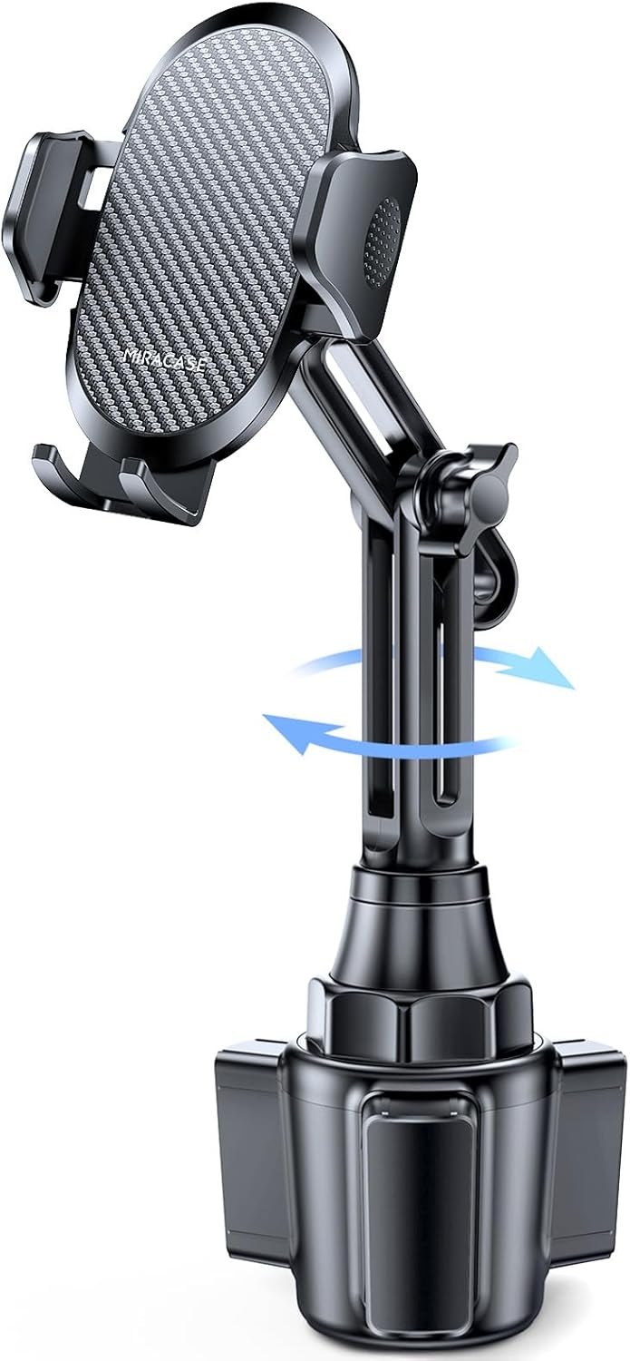 Miracase 2025 Upgraded Universal Cup Phone Holder for Car, [Rotatable & Adjustable] Long Neck Car Cup Holder Phone Mount Compatible with iPhone, Samsung, Google & More Smartphones