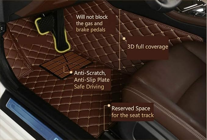 Custom Making Car Floor Mats for 95% Sedan SUV Sports Car Full Coverage Cute Men Women Pads Protection Non-Slip Leather Floor Liners (Purple Black)