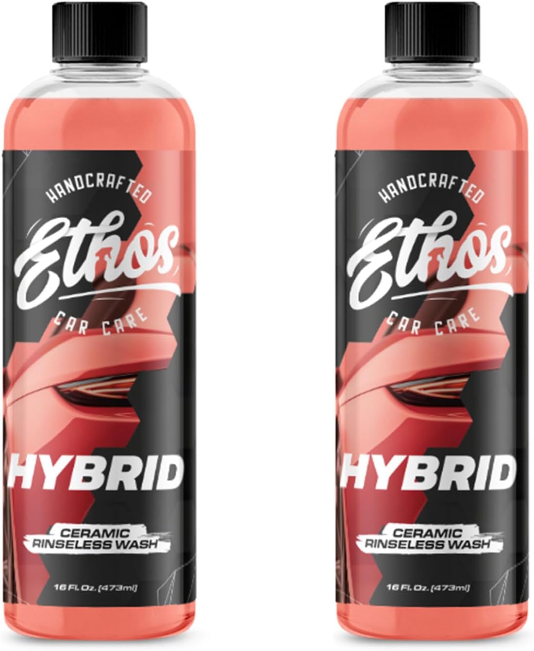 Ethos Hybrid Ceramic Rinseless Car Wash - Spot Free Rinse for Cars Waterless Wash - No Rinse Wash - Spot Free Car Wash - 2 Pack (16oz)