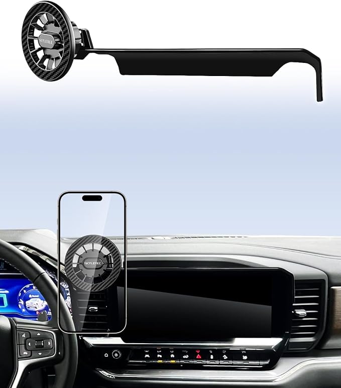 Phone Mount for 2022-2025 Chevrolet Chevy Silverado 1500/GMC Sierra Accessories 13.4-inch Screen Fixed Clip, Automobile Cradles Magnetic Phone Holder Compatible with MagSafe, Magnets Cell Phone Base