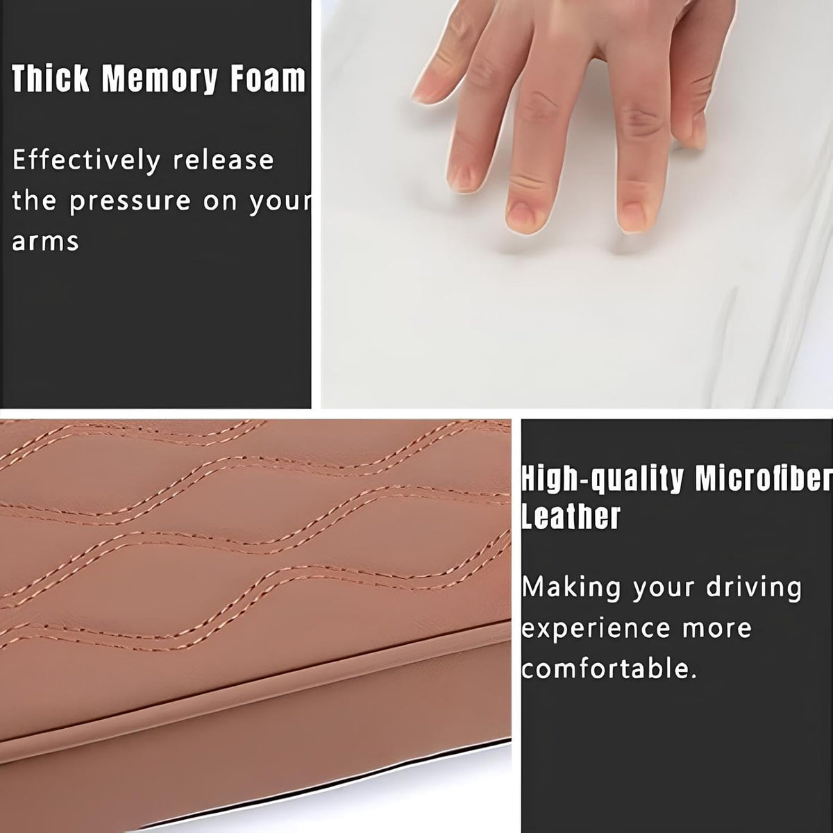 Leather Car Armrest Box Mat - 2023 New Waterproof Car Center Console Cover Mat, Universal Armrest Mat, Leather Car Armrest Cover for SUV/Truck/Vehicle (B-Black)