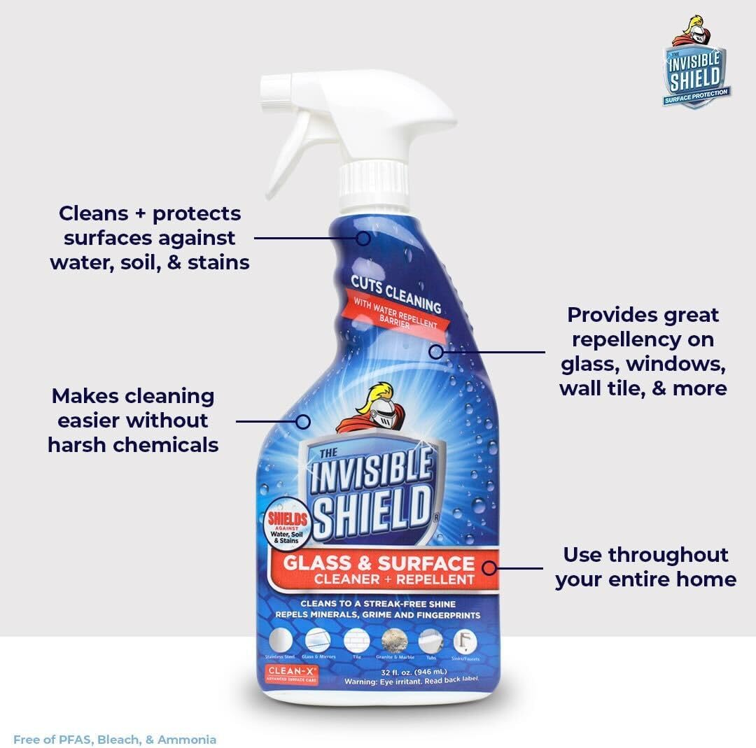 Invisible Shield Glass & Surface Cleaner 32 fl. oz. Cleans and Protects on multi surfaces by UNELKO- Clean-X (3)