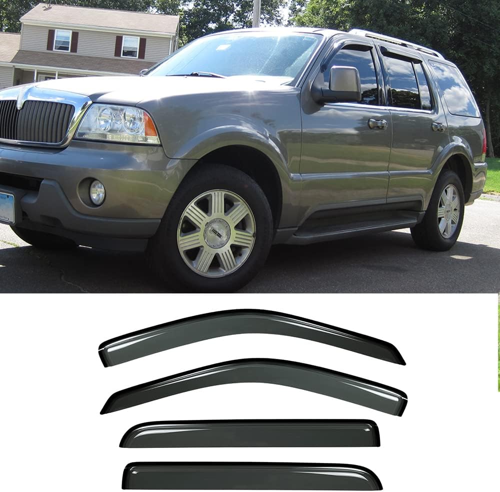 94819 Side Window Wind Deflector,4pc Outside Mount Style Nice Sun Rain Guards Set,Window Visor fit for 2002-2010 Ford Explorer & Mercury Mountaineer, 2003-2005 Lincoln Aviator