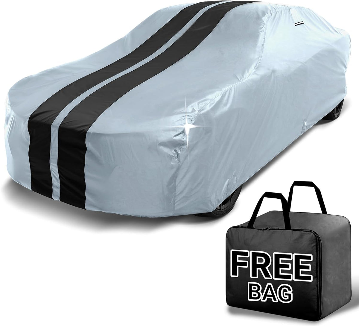 iCarCover Custom Car Cover for Buick Grand National (1984-1987) Waterproof All-Weather Rain Snow UV Sun Protector Full Exterior Indoor Outdoor Car Cover (Stripe - Gray/Black)