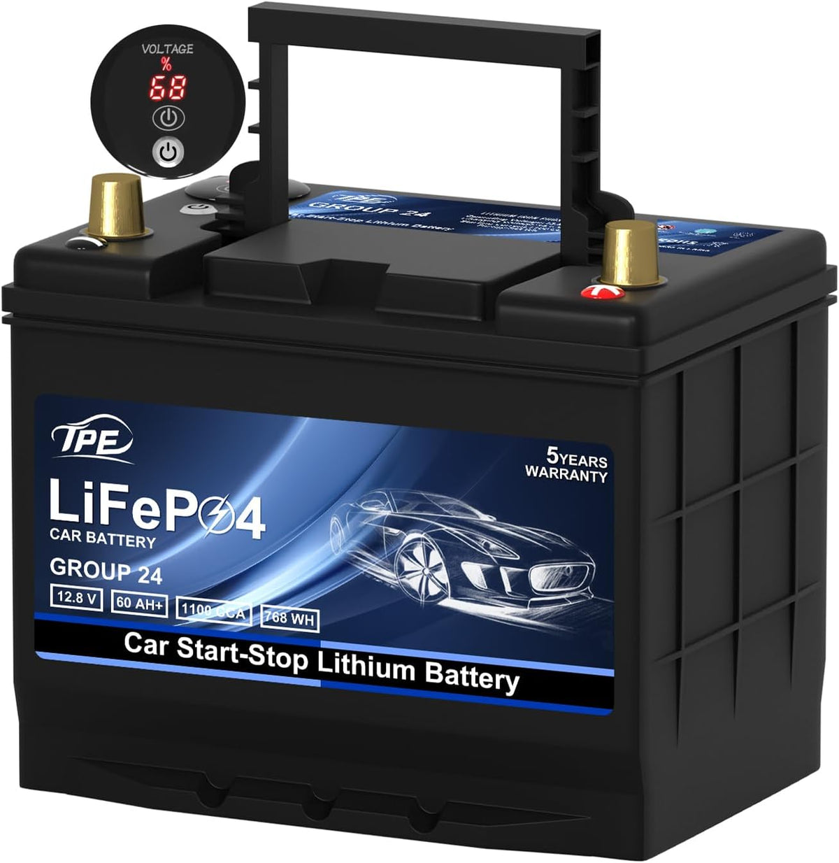 GROUP24 12V 60AH Car Battery High-Performance Lithium Start-Stop Battery with 1100 CCA and 60 Month Warranty