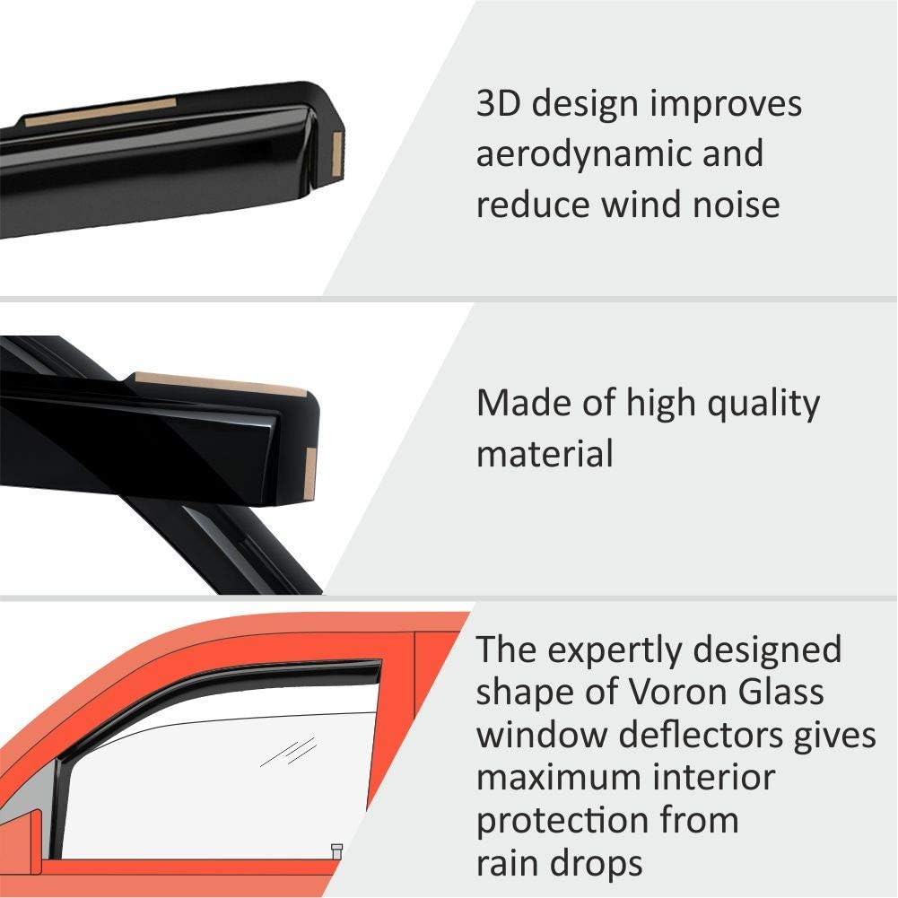 Voron Glass in-Channel Extra Durable Rain Guards for Trucks Chevrolet (Chevy) Silverado/GMC Sierra 2014-2018 Double Cab, Window Deflectors, Vent Window Visors, 4 Pieces - 230092