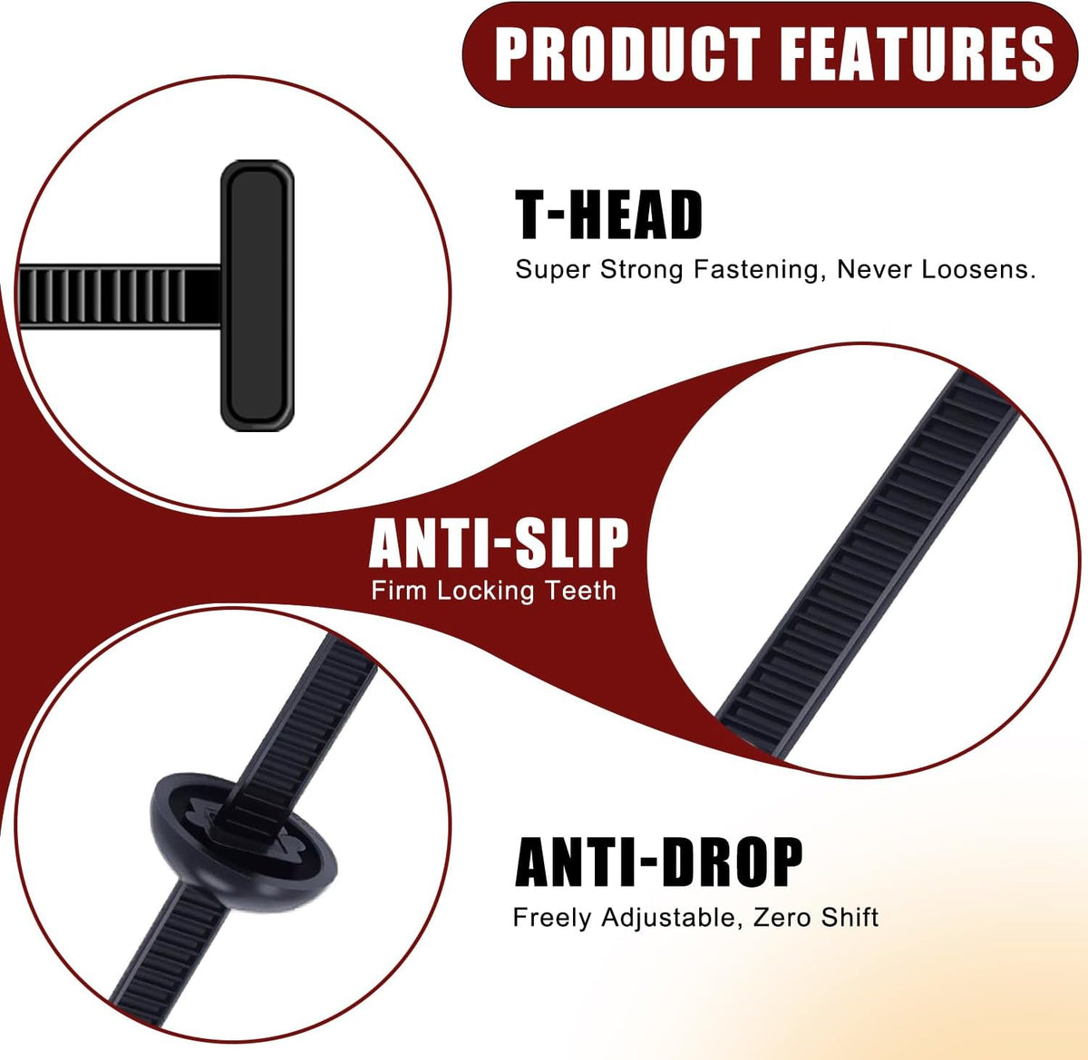 200Pcs Nylon Universal Cable Tie Buckle - Heavy Duty Self-Locking Push Pin Design with Button, UV Resistant Fasteners for Car Repair (Fender, Bumper, Trunk Liner), Wire Bundling, Home & Garage
