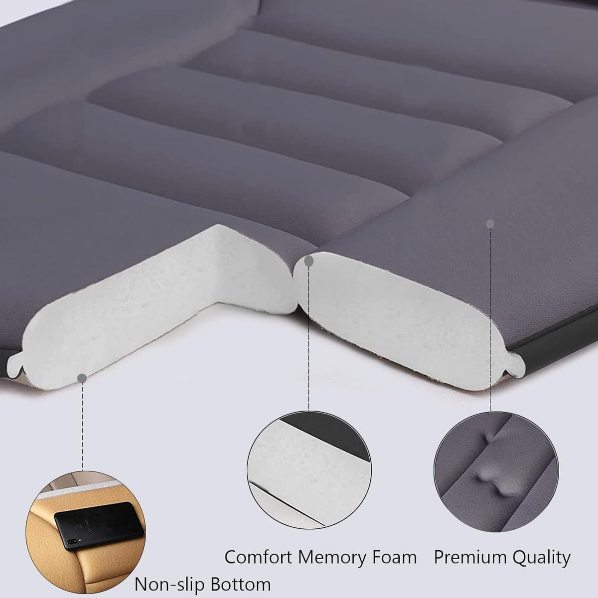 Big Ant Car Seat Cushion Pad Memory Foam Seat Cushion,Pain Relief Memory Foam Cushion Comfort Seat Protector for Car Office Home Use,Gray