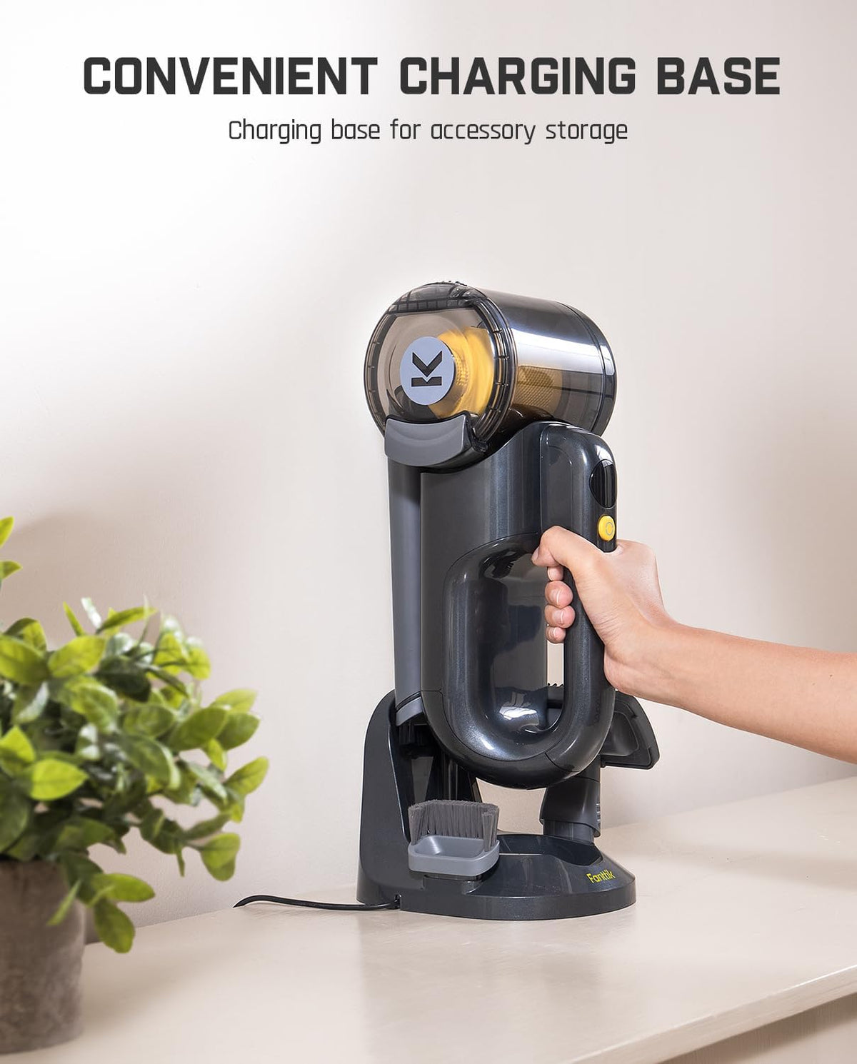 Fanttik Fold V10 Ultra Deluxe Handheld Vacuum Cordless, 17kPa Suction Power, Charging Base, Pivot Nozzle, Up to 35 Mins Runtime, Smart LED Display, Cordless Dustbuster Vacuum for Home, Car