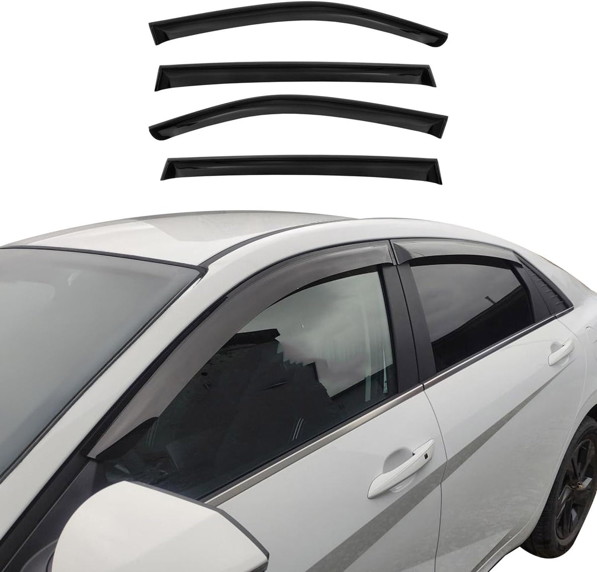 OMAC Window Visor Vent Rain Guard Deflector for Honda Civic 2006-2011 Sedan Smoke 4 Pcs