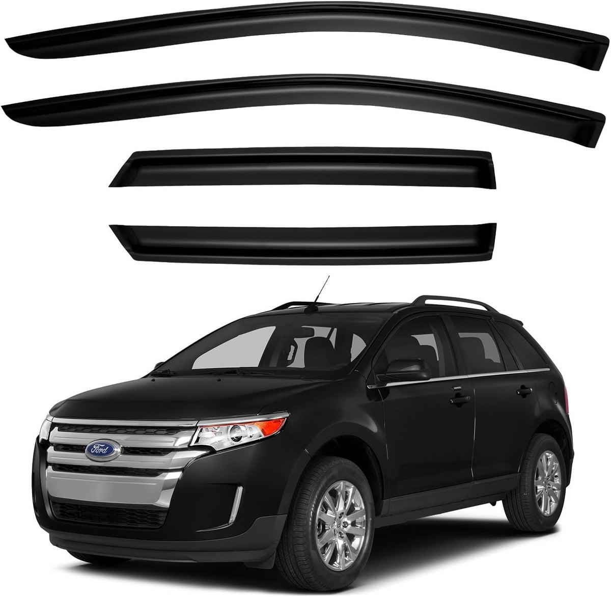 Window Visors Rain Guards for 2007-2014 Ford Edge, Out-Channel Window Vent Wind Deflectors Visors Shades for 2007-2015 Lincoln MKX