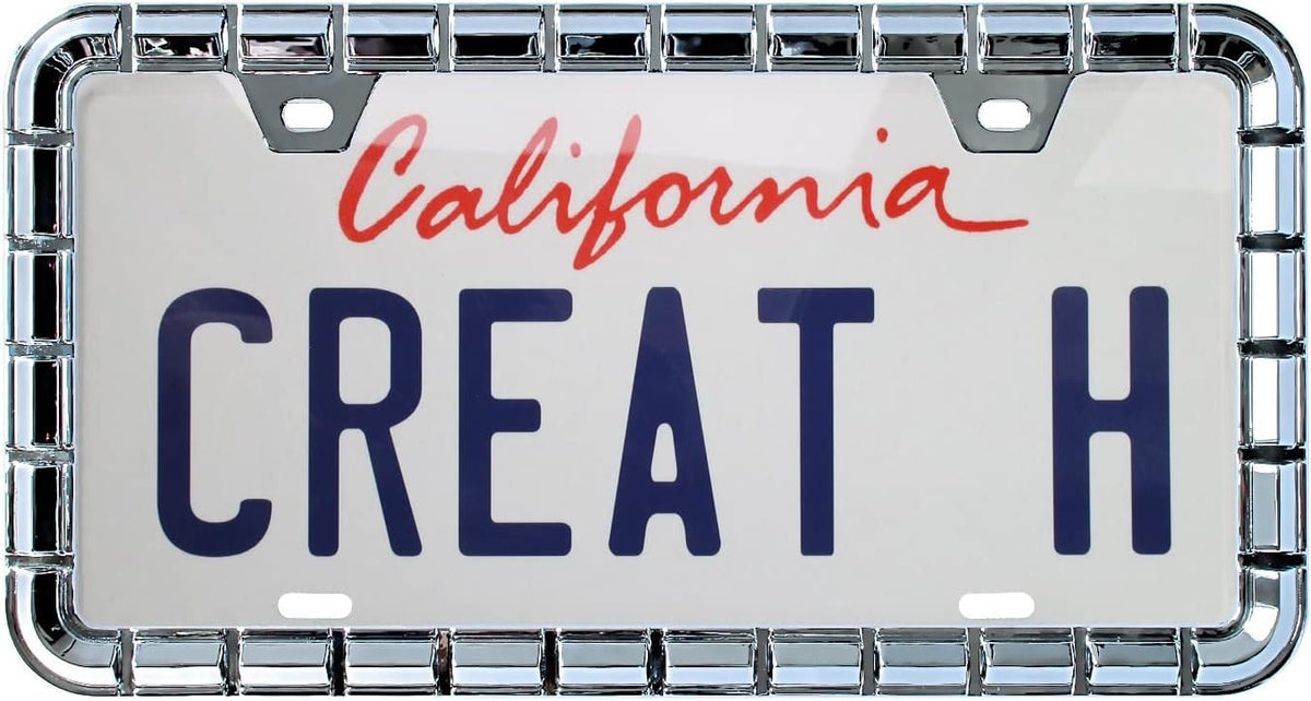 Creathome 3D Chrome License Plate Frames, Pure Zinc Alloy Metal with Chain Patterned