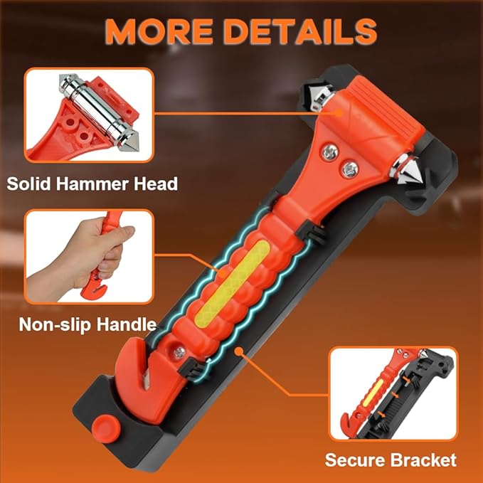 SINSEN Car Safety Hammer Set of 2 Emergency Escape Tool Auto Car Window Glass Hammer Breaker and Seat Belt Cutter Escape 2-in-1 for Family Rescue & Auto Emergency Escape Tools