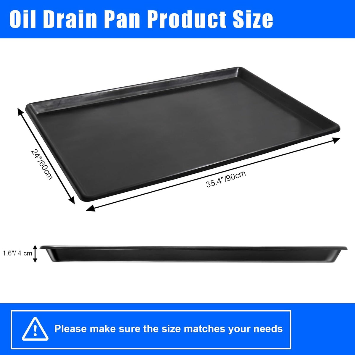 6 Pack Extra Large Oil Drip Pan, 35.4 x 24 x 1.6 in Oil Change Drain Pan, Plastic Oil Drip Tray for Under Car, Oil Catch Pan Tray for Garage, Fridges, Washing Machines, Cat Litter Box Bottom