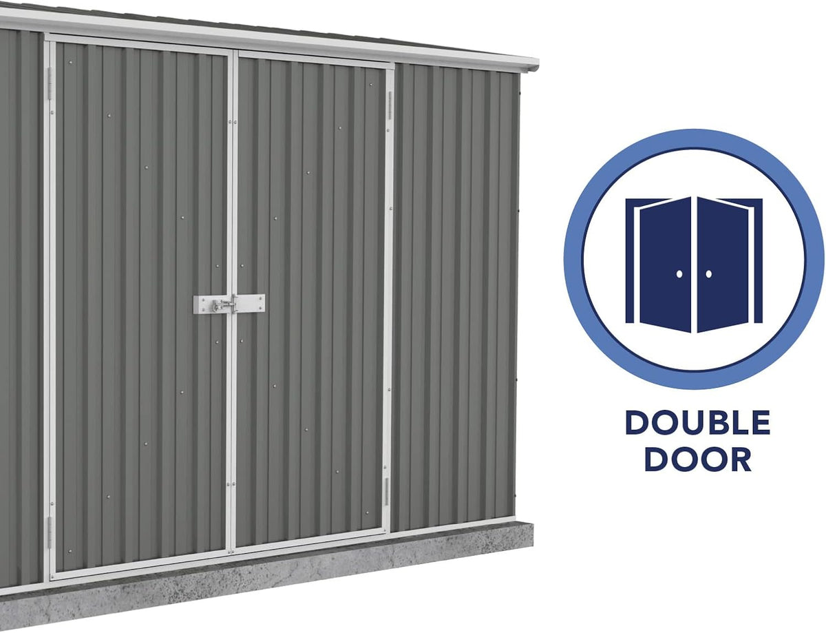 Absco Premier Storage Sheds, 10'x10' Metal Garage, DIY Backyard Shed, Utility Tool Storage, Weather & Wind Resistant Aluminum Panels & Steel Frame, Maintenance-Free, 12 Year Warranty, Woodland Gray