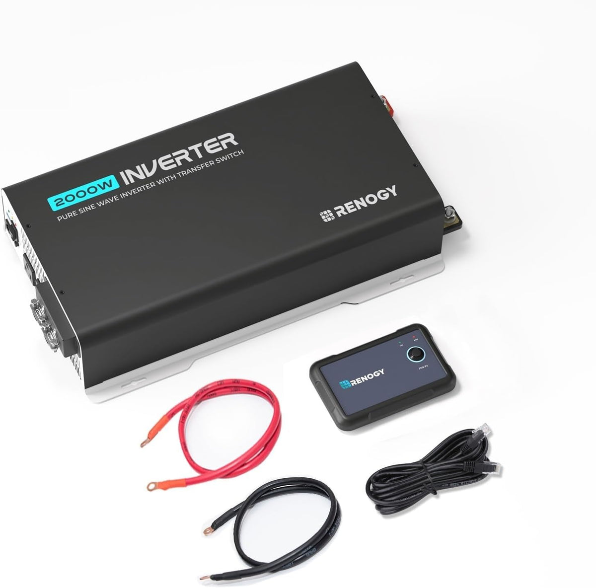 Renogy Inverter PUH, 2000W Pure Sine Wave Power Inverter with UPS Transfer Switch & Bluetooth, 12V DC to 120V AC Converter for RV, Truck, Home,Camping - 4000W Surge Power, Remote Monitoring