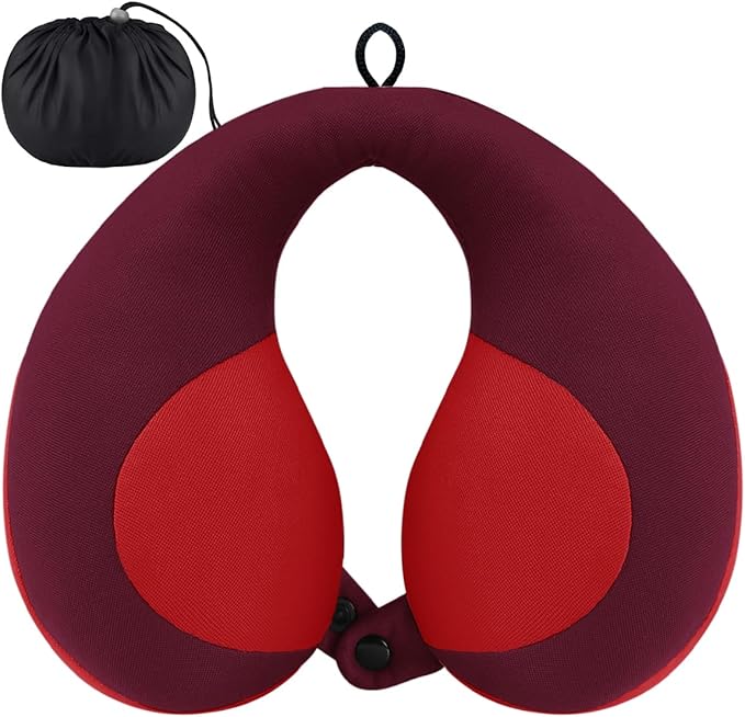 INFANZIA Kids Chin Supporting Travel Neck Pillow, Helps Support Head and Neck, Comfortably Designed for Head, Neck, and Chin Support - Gifts for Toddler/Child/Kids, Red