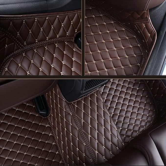 Customize Car Floor Mats for 99% Sedan SUV Sports Car All Weather Leather Full Coverage Waterproof Non-Slip Vehicle Lining Pads (Black red Stitching)