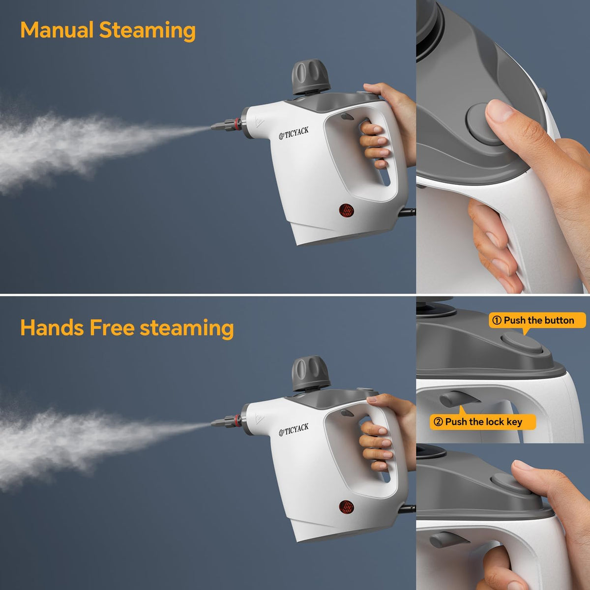 Steam Cleaner, Steam Cleaner for Home, Handheld Steam Cleaner with 16 Accessories and Automatic Steam Switch Suitable for Daily Cleaning of Living Rooms, Kitchens, Ovens and Tile Joints (White)