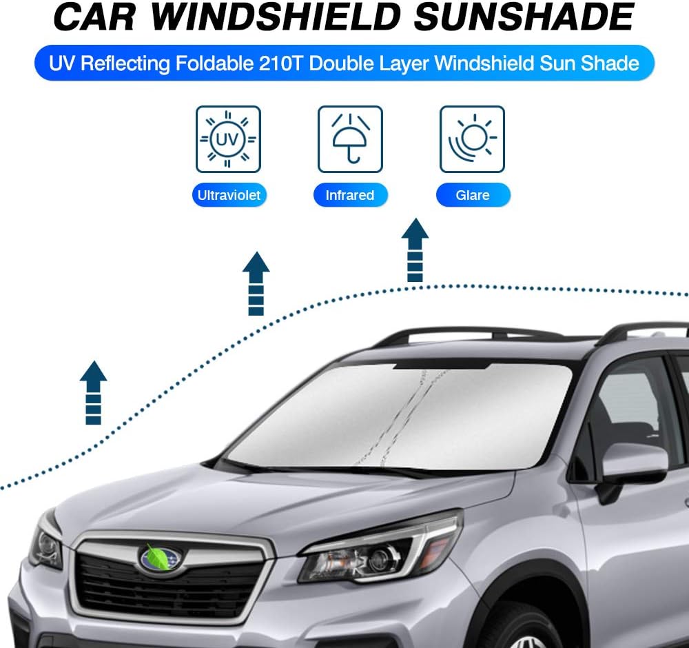 KUST Windshield Sun Shade for 2019-2024 2025 Subaru Forester Accessories, Custom Fit SUV Car Front Sunshade Window Sun Visor Protector Foldable Blocks UV Rays Keep Your Car Cooler