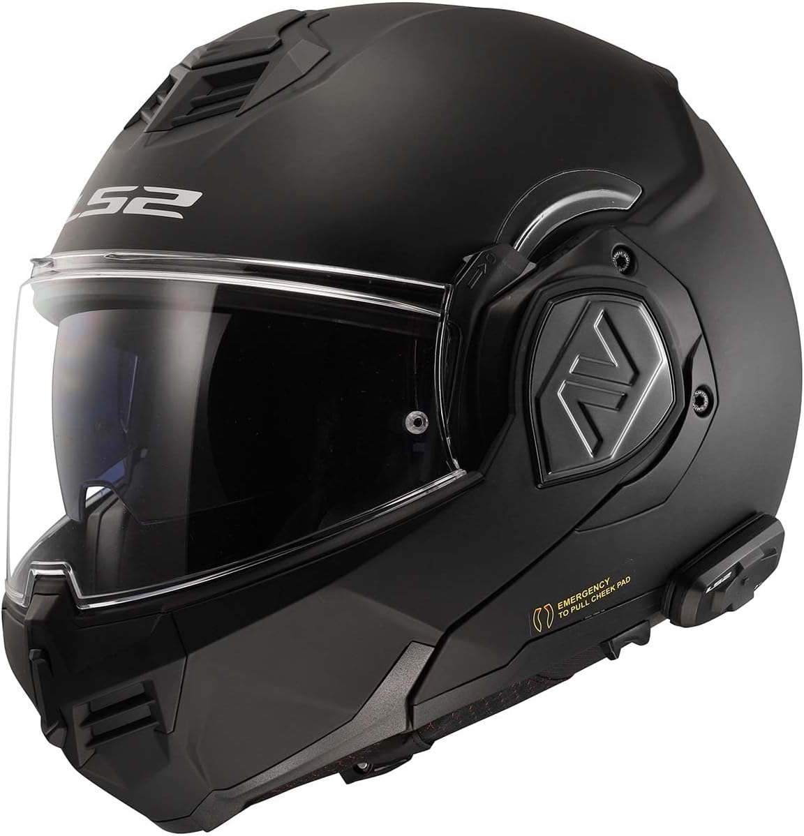 LS2 Helmets Advant Modular Helmet with Integrated Cardo 4X Bluetooth (Noir Matte Black - X-Small)