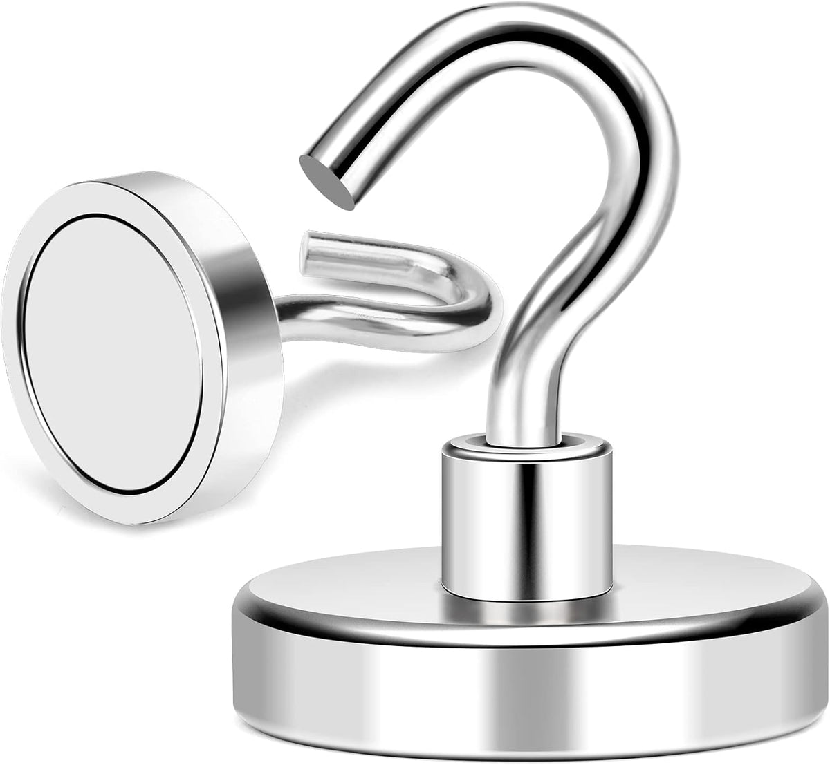MIKEDE Magnetic Hooks Heavy Duty, 150LB+ Strong Neodymium Magnets for Refrigerator, Large Magnetic Hooks for Hanging, Magnets with Hooks Cruise Ship Essentials for Kitchen, Workplace - 8 Pack