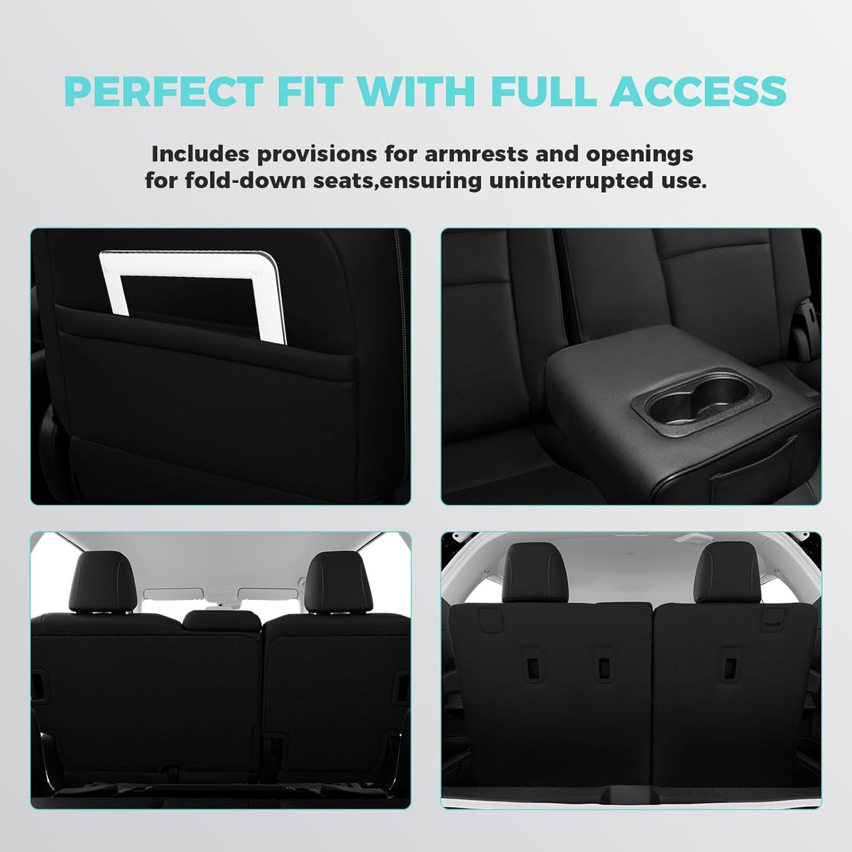 for Honda Pilot Seat Covers - Full Set Custom Car Seat Protectors Fit Pilot EX-L, Special Edition, Touring, Sport 2016 2017 2018 2019 2020 2021 2022-8 Seats,Faux Leather, Black