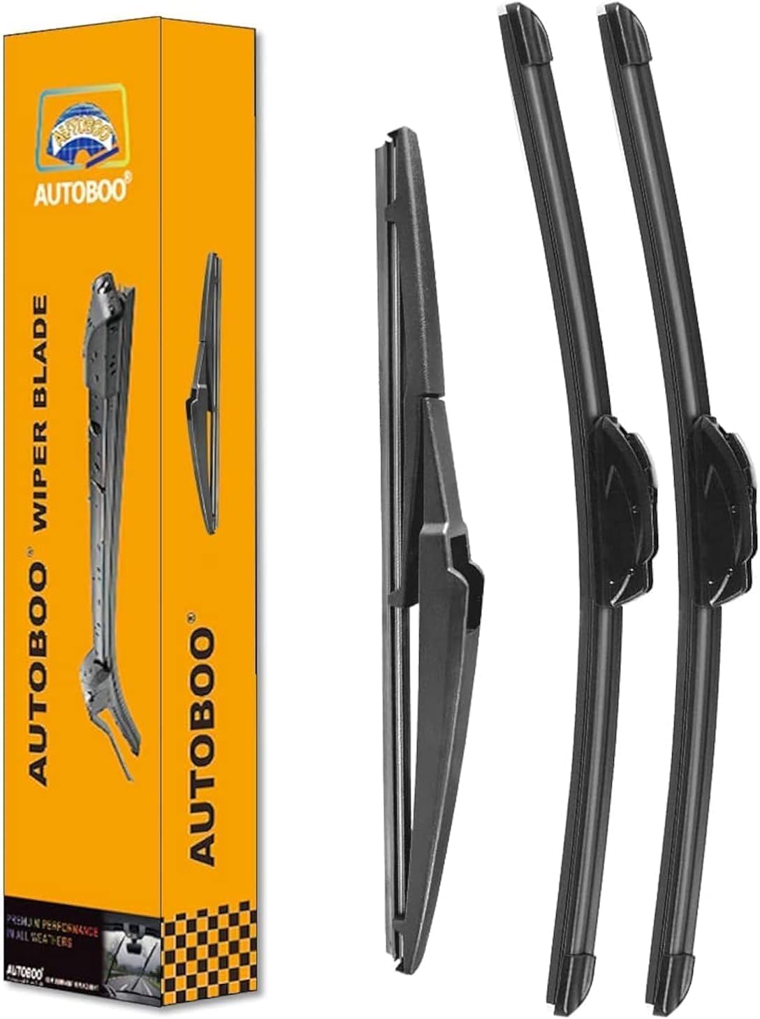 AUTOBOO 26"+14" Windshield Wipers with 12" Rear Wiper Blade Replacement for Toyota Yaris 2007-2011 -Original Factory Quality (Pack of 3)