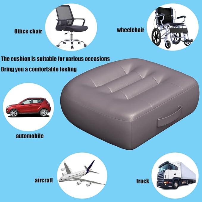 Adult Booster Seat Cushion/Car Seat Cushions for ShortPeople/Effectively Increase The Field of View by 12cm/4.7in,Back Fatigue Relief Adult Booster Chair Cushion Angle Lift Big Seat Cushion/Grey