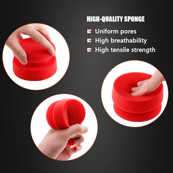 SPTA Tire Shine Applicator, 6Pcs Foam Applicator Pads, Round Shape Side Pressing Hand Polishing Sponge Pads Kit Tire Shine Applicator Pad Tire Dressing Applicator Pad for Applying Tire Shine