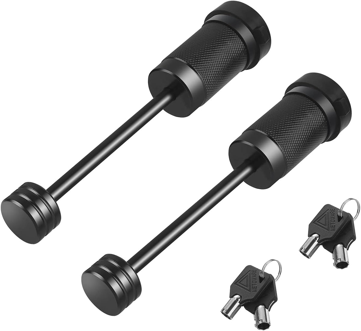 METOWARE Trailer Tongue Coupler Lock 1/4" Dia, 3-1/2" Span, Trailer Hitch Lock for Latch-Type Coupler, Black Trailer Pin Lock for Towing Trailer RV Car Boat Truck (2 Pack)