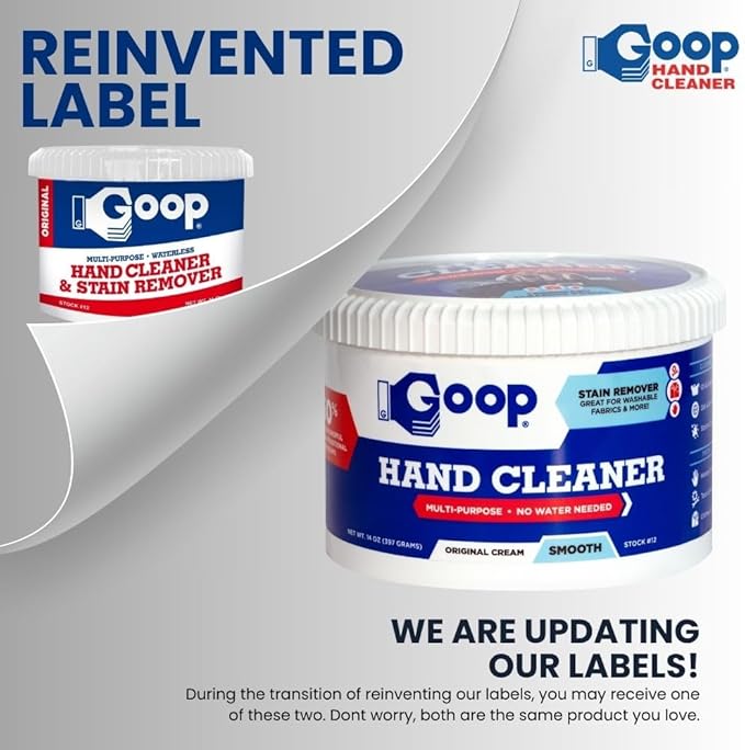 GOOP Original Multi-Purpose Waterless Hand Cleaner and Stain Remover - 14 oz Can (Pack of 2)