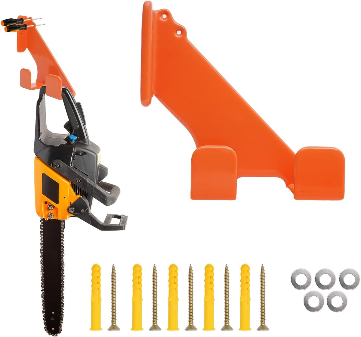 Chainsaw Hanger, 180LB Wall Mount Chainsaw Holder, Heavy Duty Chainsaw Storage Rack for Garage Organization, Mounted Garage Tool Holder for Chainsaw Accessories