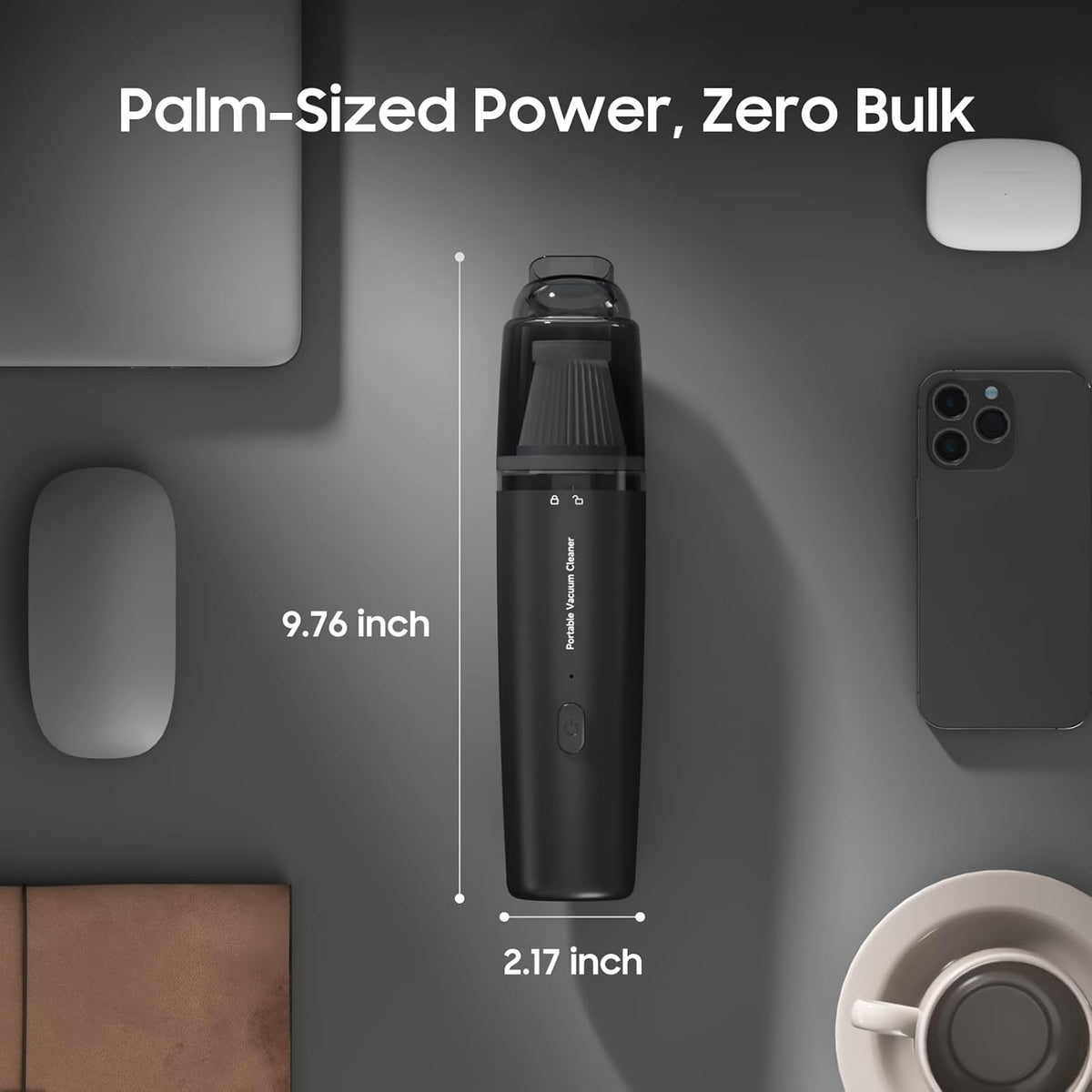 Handheld Vacuum Cordless, Car Vacuum Cleaner Portable with HEPA Filter, 2 Suction Modes, Mini Hand Held Vacuum Rechargeable for Car, Home, Pet Hair, Office, Desk, Keyboards (Black)