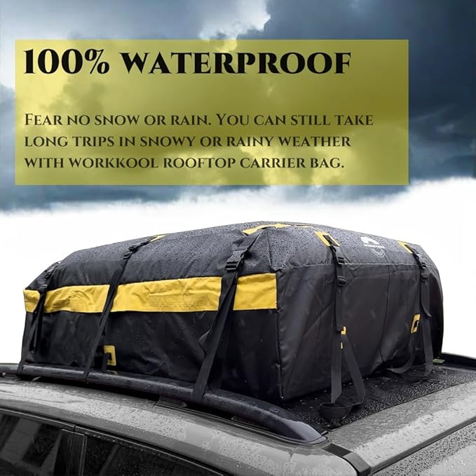 Rooftop Cargo Carrier Vehicle Soft-Shell Carriers, Heavy Duty Car Roof Bag Waterproof Without Rack, Car Topper Luggage Carrier-with 6 Hooks&Mat(19.4 Cuft)