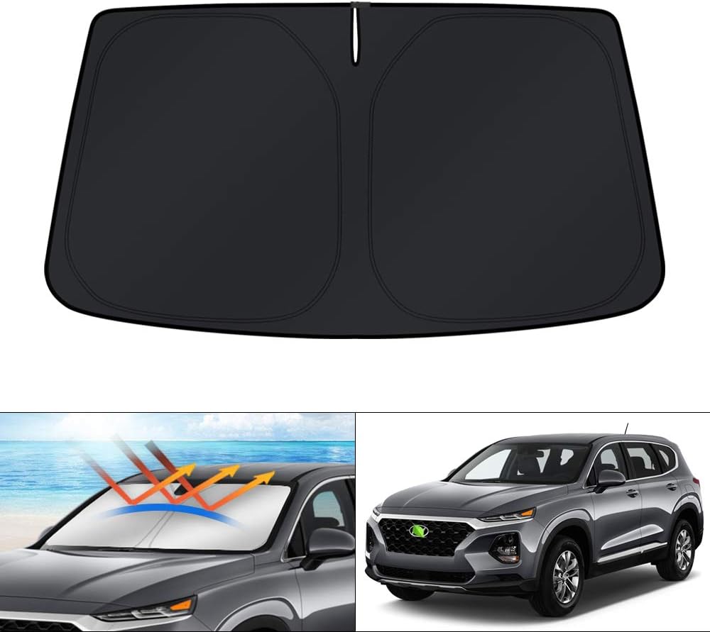 KUST Windshield Sun Shade Hyundai Santa Fe 2013-2018 Accessories Custom Fit for Window Sun Visor Protector Foldable Blocks UV Rays Keep Your Car Cooler