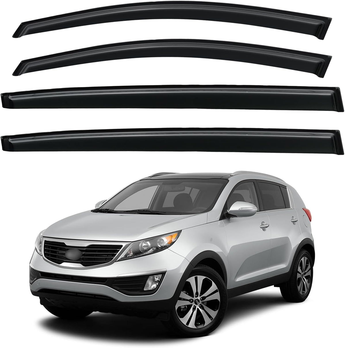 Window Visors Rain Guards for 2011-2016 Kia Sportage, Out-Channel Window Vent Wind Deflectors Visors Shades for 11-16 Sportage