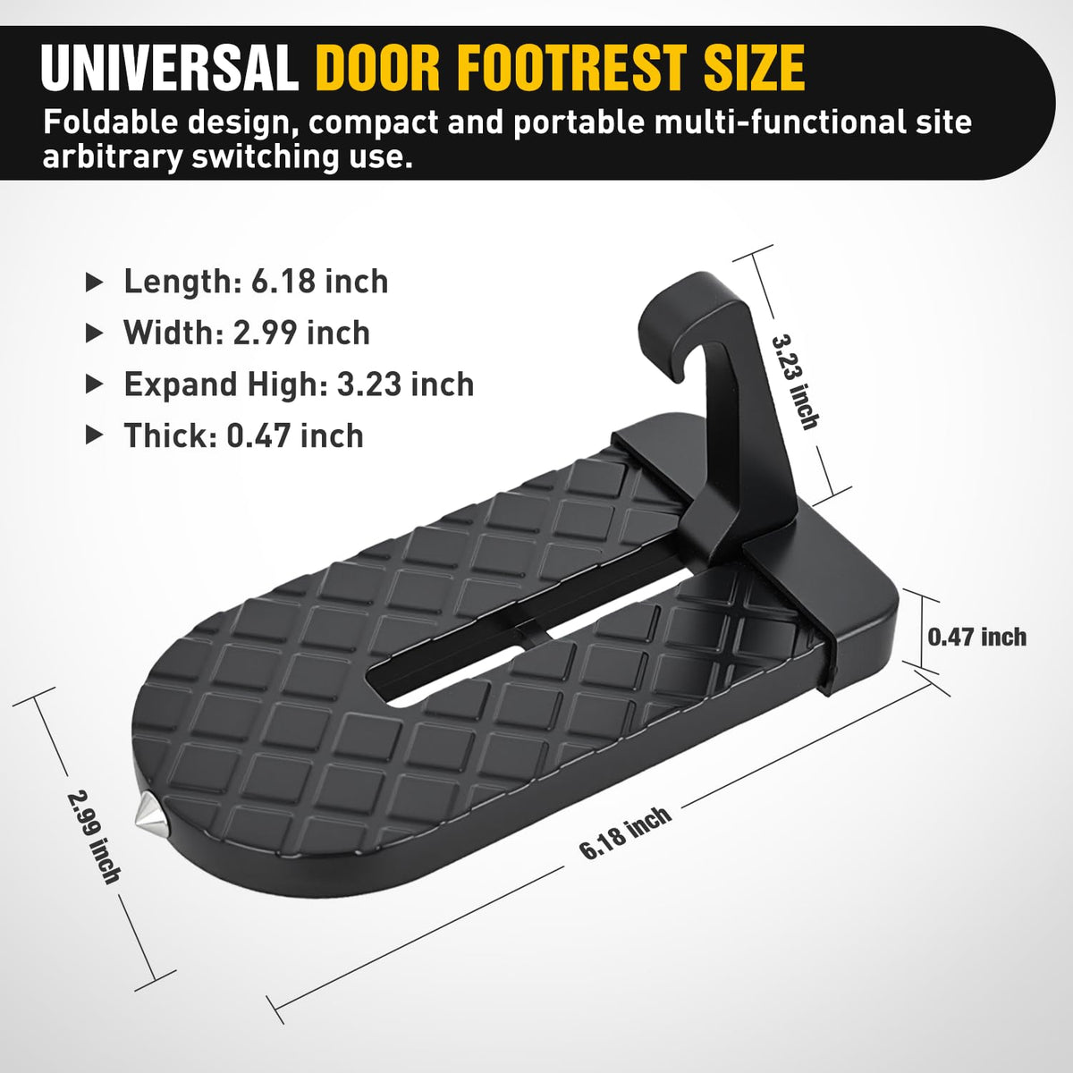 Nilight Car Door Step for Roof Access Universal Car Step Hook for Roof SUV Trucks Folding Aluminum Alloy Vehicle Door Latch Step Pedal with Glass Breaker Safety Hammer, Max Load 400lbs, 2 Pack Black